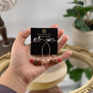 House of Harlow 1960 14KT Gold Plated Hoop Earrings with Multi-Colored Beads